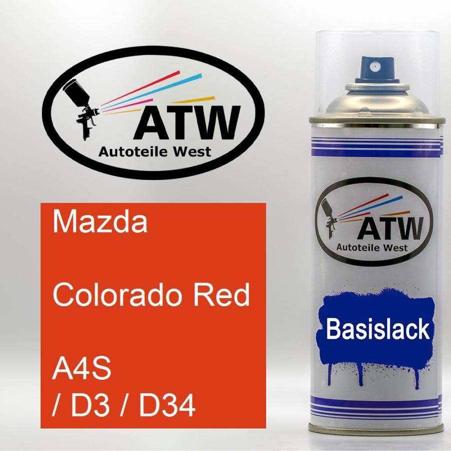 Mazda, Colorado Red, A4S / D3 / D34: 400ml Sprühdose, von ATW Autoteile West.